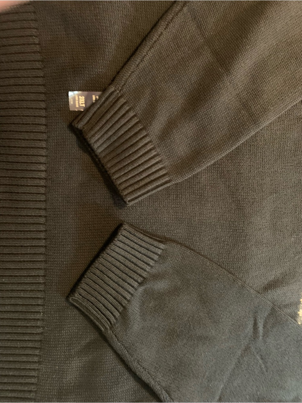 Izod Black Zip Mock Sweater with Mustard and Cream Fair Isle - Picture 3 of 8